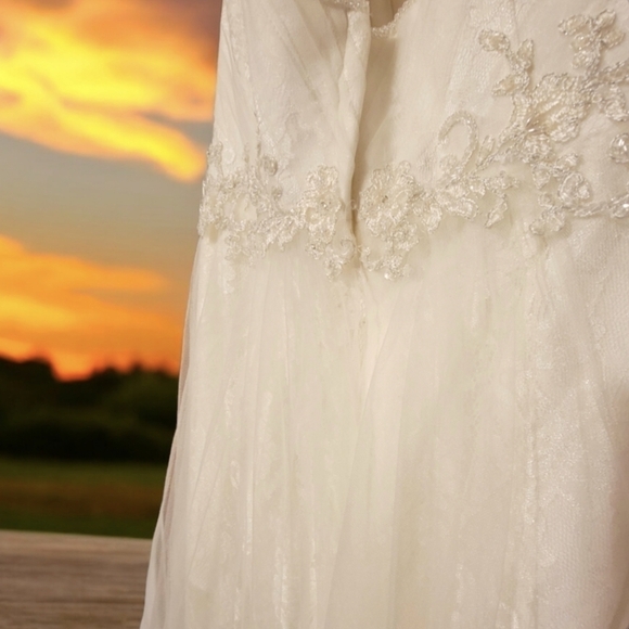 ✨Boho Beach Babe Mini: Custom David's Bridal Lace & Tulle Dream Dress ✨ … - Picture 11 of 12